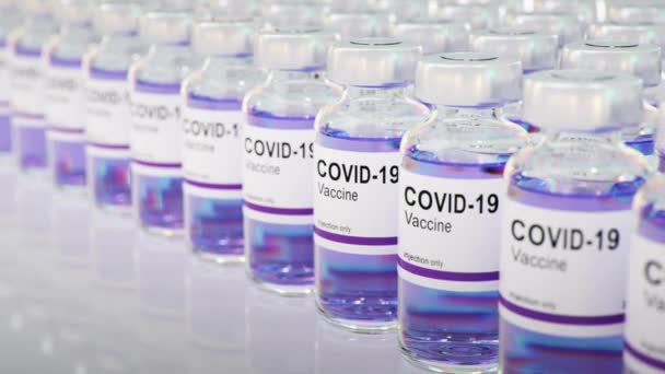 Covid Coronavirus疫苗瓶Covid 19疫苗 可视化概念3D渲染漏洞无缝动画 — 图库视频影像