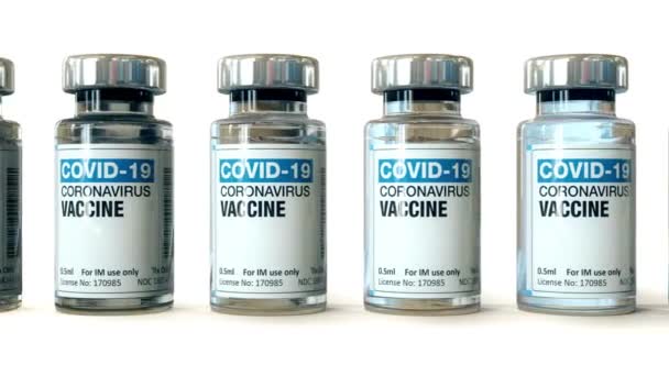 Covid Coronavirus Produção Vacinas Modelo Frascos Fundo — Vídeo de Stock