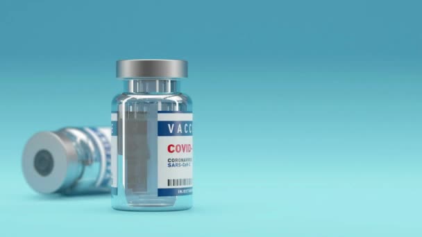 Botol Vaksin Corona Covid Sars Cov Vaksin Batch Rendering Animasi — Stok Video