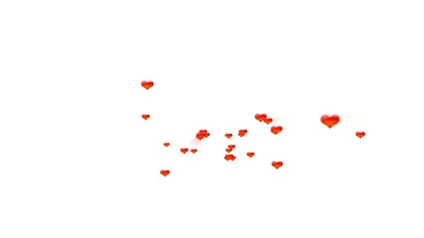 Прекрасный Валентина Красного Цвета Сердца Летать Белом Фоне Счастливые Валентинки — стоковое видео