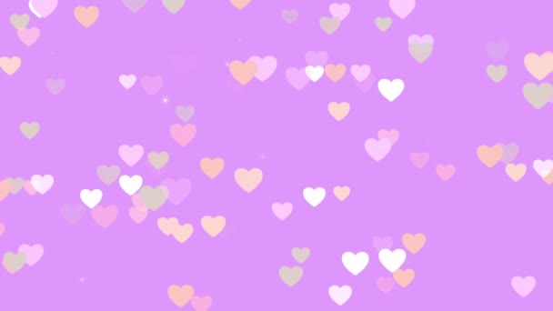 Lovely Valentine Biało Fioletowe Kolorowe Serca Latające Wokół Bawełnie Słodkie — Wideo stockowe