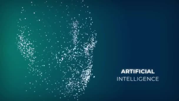 Людське Обличчя Технологія Штучного Інтелекту Hud Синьому Фоні Технології Віртуальної — стокове відео