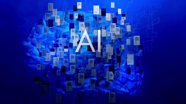 人工知能脳アニメーションインターフェースコンセプト技術インターネットの背景未来Ai — ストック動画
