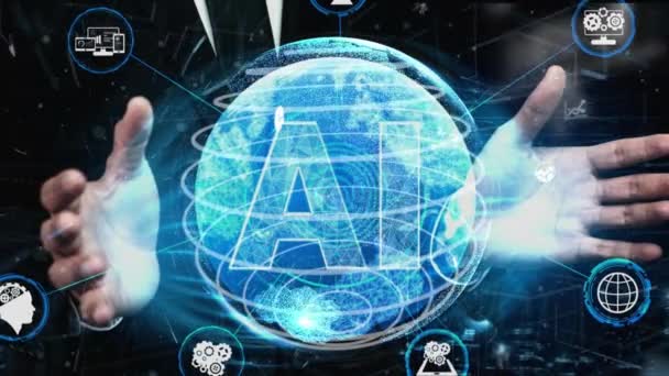 Umělá Inteligence Globe Animace Rozhraní Koncept Technologie Internet Digitální Budoucí — Stock video