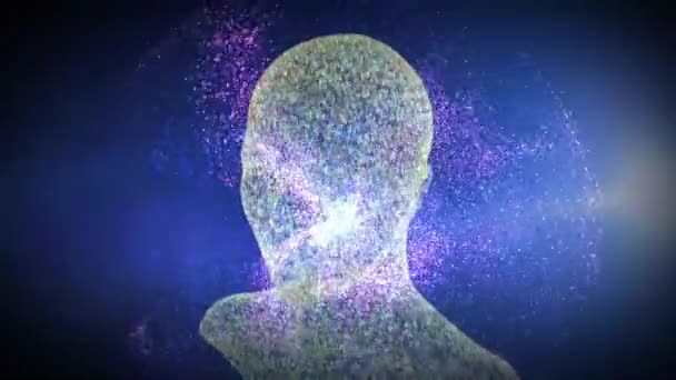 Kunstmatige Intelligentie Animatie Digitale Technologie Menselijke Geest Persoon Gezicht Abstract — Stockvideo