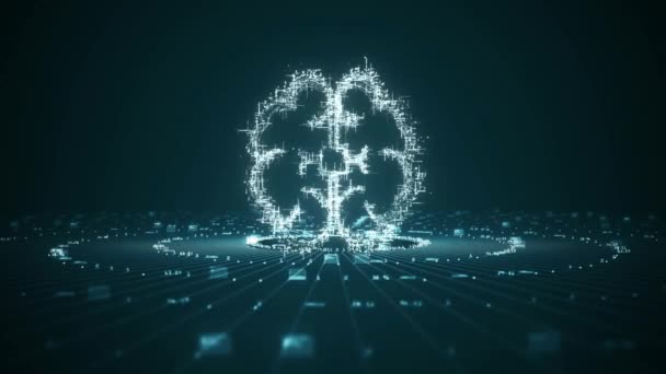 脳技術Ai人工知能デジタル脳アニメーション ニューラルネットワーク ディープラーニング現代技術 ビッグデータ技術 思考プロセス — ストック動画