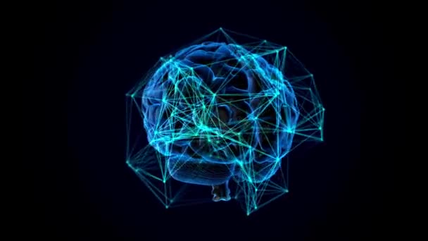 Gehirntechnologie Künstliche Intelligenz Digitale Gehirnanimation Neuronales Netzwerk Deep Learning Moderne — Stockvideo