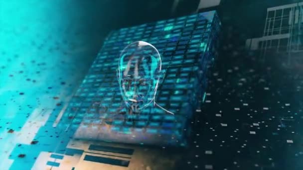 Intelligenza Artificiale Animazione Tecnologia Digitale Mente Umana Viso Persona Concetto — Video Stock