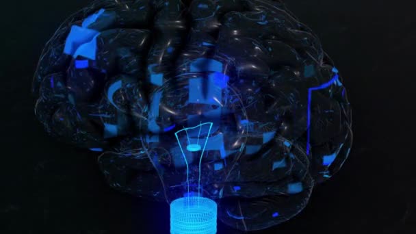 Futuristisk Lampa Idé Artificiell Intelligens Upplysande Teknik Utveckling Och Maskininlärning — Stockvideo