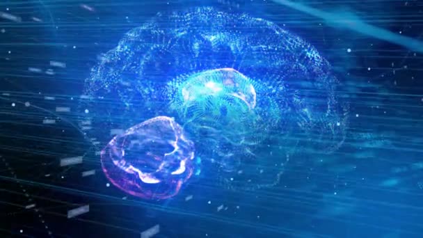 Artificiell Intelligens Hjärnabstrakt Koncept Maskininlärning Sömlös Animation Arbeta Cyber Mind — Stockvideo