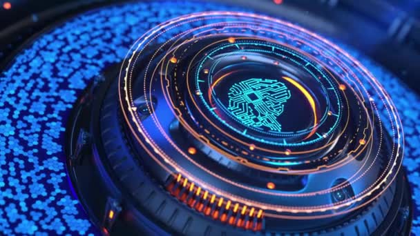 Technologie Umělá Inteligence Blue Brain Animation Digital Data Concept Futuristická — Stock video