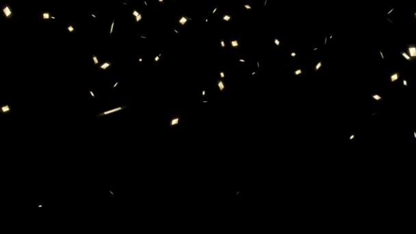Блиск Конфетті Повітряній Вечірці Поппер Вибухи Чорний Фон Анімація — стокове відео
