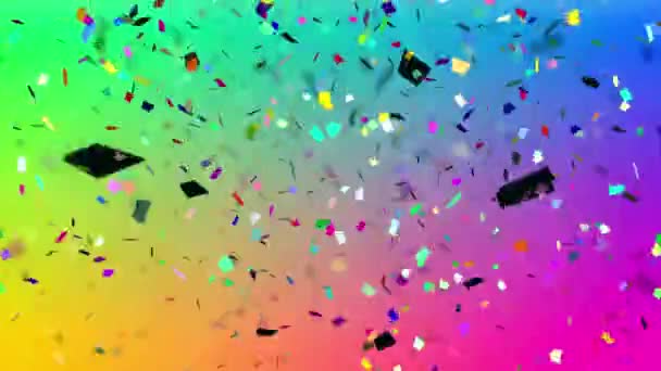 Caída Color Dorado Brillo Lámina Confeti Animación Caída Movimiento Sobre — Vídeos de Stock