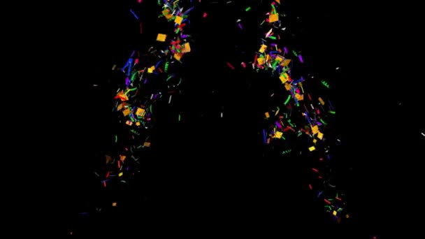 Confete Sobre Fundo Preto Natal Abstrato Decorações Colorido Espumante Confete — Vídeo de Stock