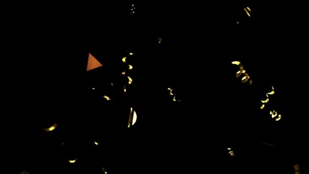 Party Popper Com Confetes Coloridos Explosões Caindo Fundo Preto Alfa — Vídeo de Stock