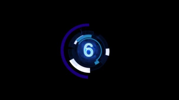 Blauw Digitaal Modern Helder Gloeiende Countdown Timer Van Tot Seconden — Stockvideo
