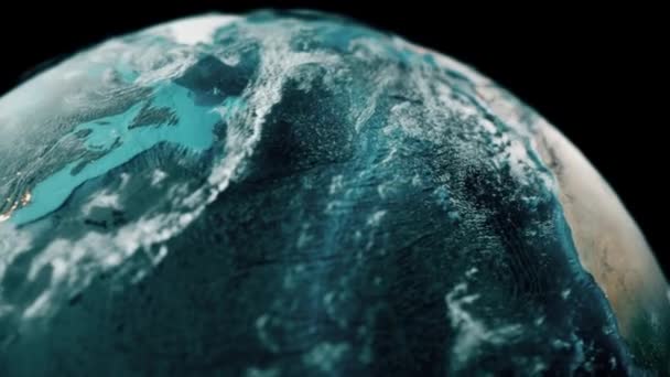 Uzay Gerçekçi Animasyon Gezegen Arkaplanı Dünya Bulutu Dış Uzayda Dönüyor — Stok video