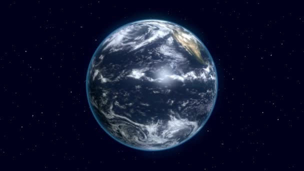 Animacja Obracająca Się Realistyczna Ziemia Globalna Eksploracja Przestrzeni Kosmicznej Koncept — Wideo stockowe