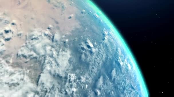 Animasyon Dönen Gerçekçi Dünya Küresel Uzay Keşfi Uzay Yolculuğu Kavramı — Stok video