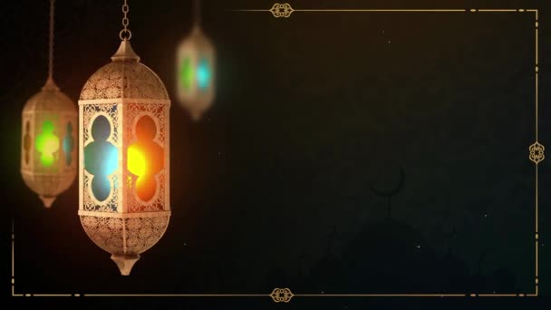 Ramadan โคมไฟก บดวงจ นทร องแสงและการเคล อนไหวดาวส าหร บหน าจอ Led — วีดีโอสต็อก