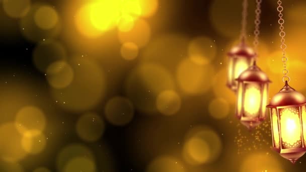 Ramadan Eid Lantern Bokeh Gold Particle Animation Led Screens Loop — Stock Video