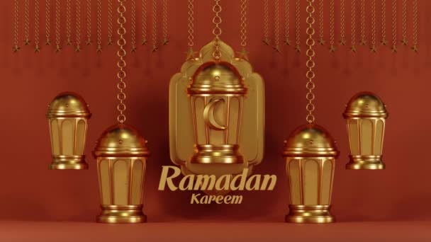 Lentera Ramadan Animasi Latar Belakang Emas Islam Tradisional Untuk Layar — Stok Video
