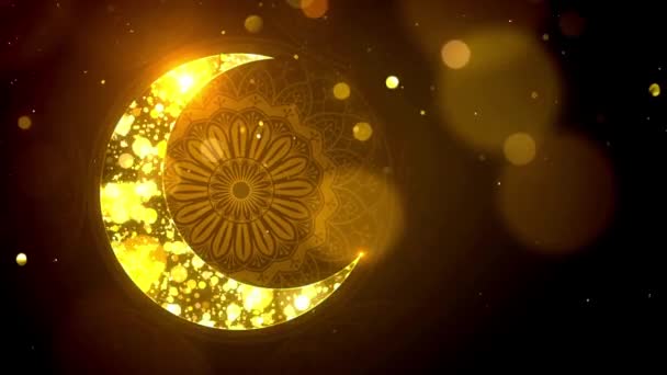 4K循环视频动画Led显示屏中带有Bokeh金粒子动画的斋月灯 — 图库视频影像