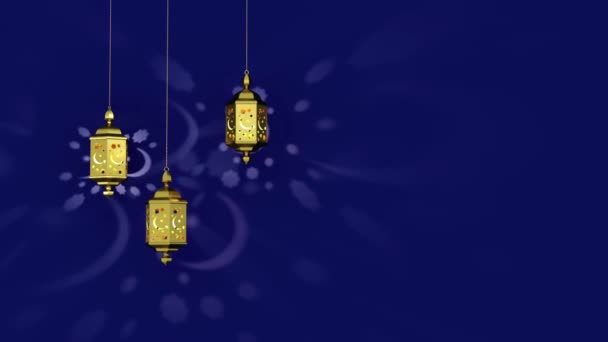 Golden Ramadan Candela Lanterna Incandescente Astratto Decorazione Sfondo Animazione Movimento — Video Stock