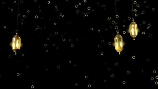 Golden Ramadan Linterna Vela Resplandeciente Decoración Fondo Abstracto Animación — Vídeos de Stock