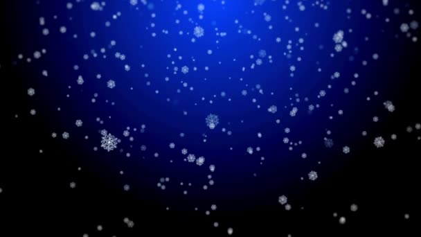 美丽的抽象雪片背景 3D现实的自然蓝色背景动画 — 图库视频影像