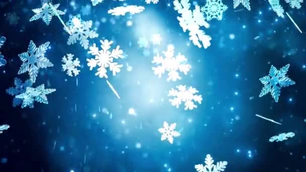 Абстрактный Фон Голубой Холодной Зимы Рождество Новый Год Праздничные Светящиеся — стоковое видео