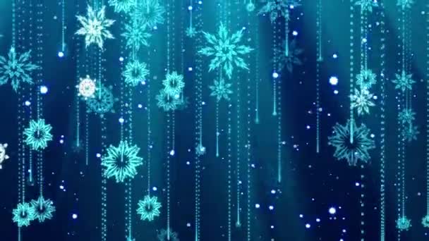 Абстрактный Фон Голубой Холодной Зимы Рождество Новый Год Праздничные Светящиеся — стоковое видео