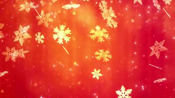 Flocos Neve Natal Caindo Neve Mágica Fundo Vermelho Inverno Tempestade — Vídeo de Stock
