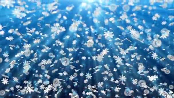 Абстрактный Зимний Фон Падающие Снежинки Частицы Звезды Иллюстрация Рождество Снег — стоковое видео