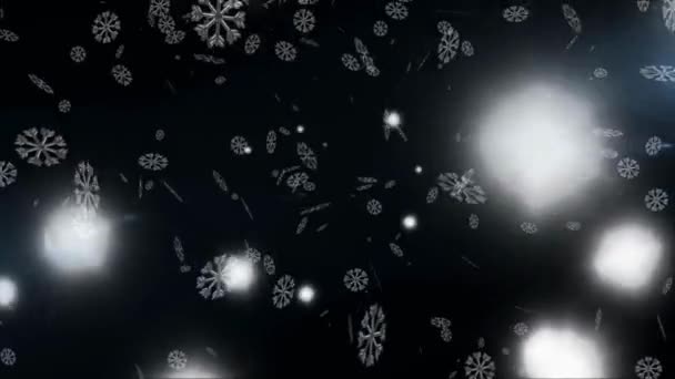 Предпосылки Контекст Merry Christmas Падающие Снежинки Shining Light White Seamless — стоковое видео