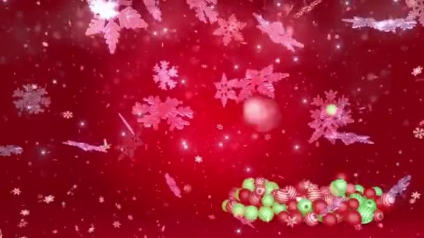 Animação Bonito Inverno Floco Neve Feliz Natal Seamless Loop Vermelho — Vídeo de Stock