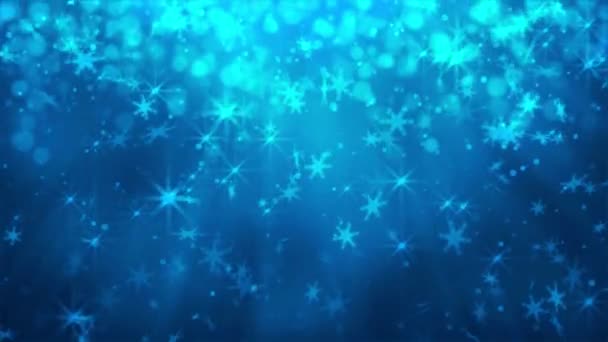 Абстрактный Зимний Фон Падающие Снежинки Частицы Звезды Иллюстрация Рождество Снег — стоковое видео