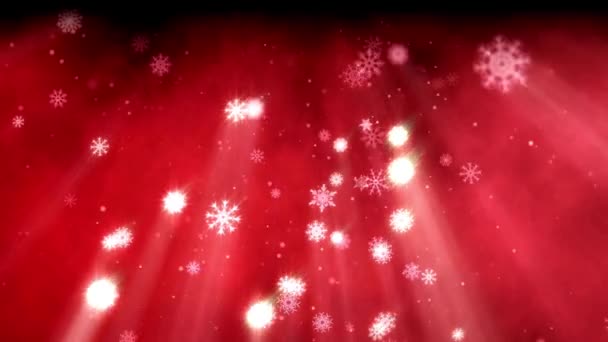 Милая Анимация Снежинки Зимой Веселое Рождество Бесшовный Цикл Красные Фоны — стоковое видео