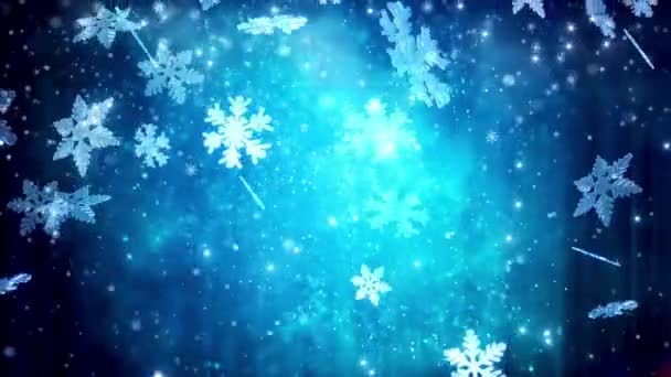 4K无缝隙环状降雪背景 坠落的粒子雪花飞舞 圣诞彩霞 — 图库视频影像