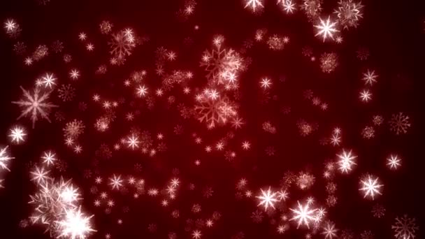 Aranyos Animáció Hópehely Tél Boldog Karácsonyt Zökkenőmentes Hurok Piros Hátterek — Stock videók