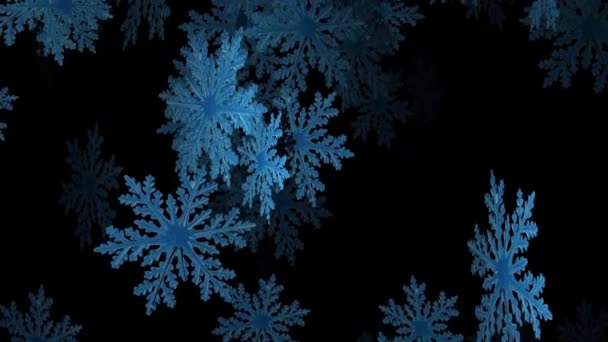 冬季雪花缓缓落下蓝色 喜庆的动画4K的圣诞背景 — 图库视频影像