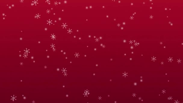 Рождество Снежинка Фон Анимация Конфетти Красном Фоне Рождеством Фон — стоковое видео