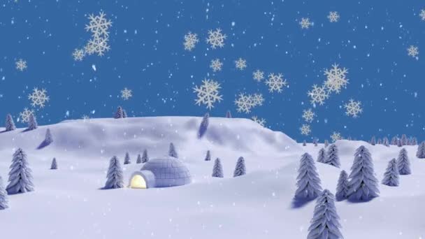 Vacker Animation Vinter Snöflingor Faller Och Flyter Video God Jul — Stockvideo