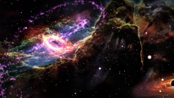 Fondo Abstracto Volando Pasar Través Galaxia Vía Láctea Viaje Espacial — Vídeos de Stock