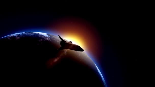 Planeta Globo Terrestre Nave Espacial Satélite Nave Espacial Futurista Fondo — Vídeo de stock