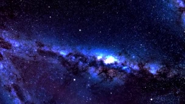 Fondo Azul Espacio Colorido Lechoso Universo Estrellas Hermosa Astronomía Cielo — Vídeo de stock