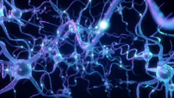 Neuronsynaptisk Överföring Neurala Arbetssystemet Hjärnan Huvud Människokroppen Vetenskap Bakgrund — Stockvideo