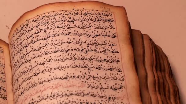 Ісламський Коран Сторінки Холлі Книга Мусульманської Арабської Релігії Книга Алі — стокове відео