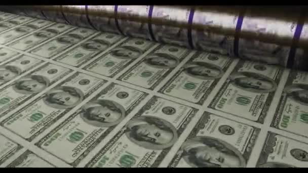 Деньги Банкноты Анимации Номер Счета Процесс Печати Денег Долларов Концепция — стоковое видео