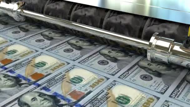 Dinero Animación Billetes Número Factura Proceso Impresión Haciendo Dinero Dólares — Vídeo de stock